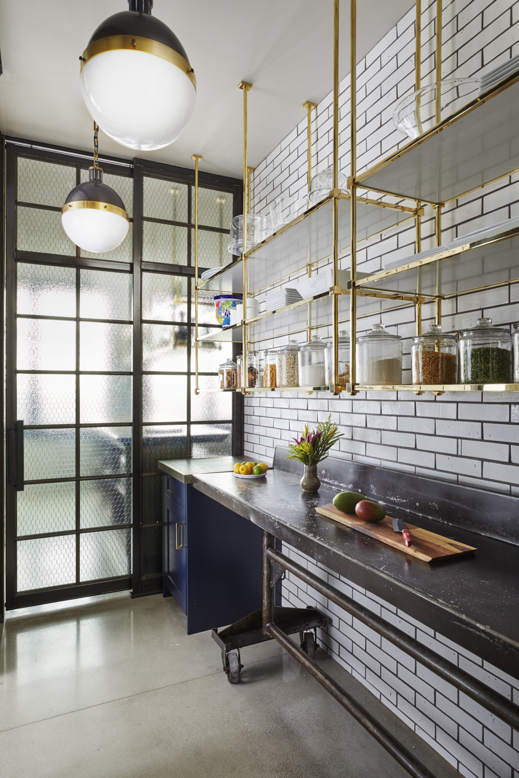 Polished Marble and Brass Shelving