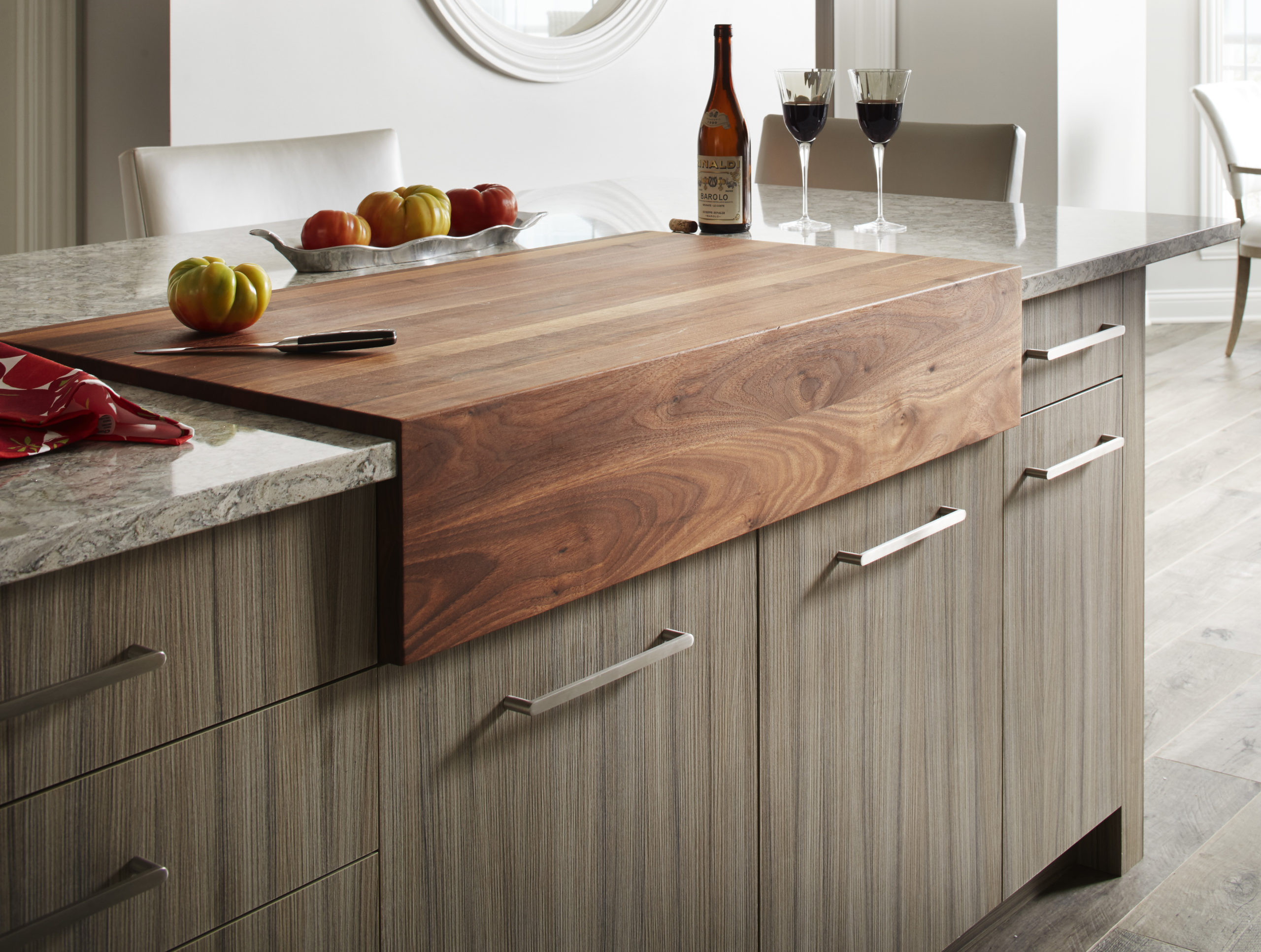 Integrated Cutting Board as a Butcher Block Island Countertop