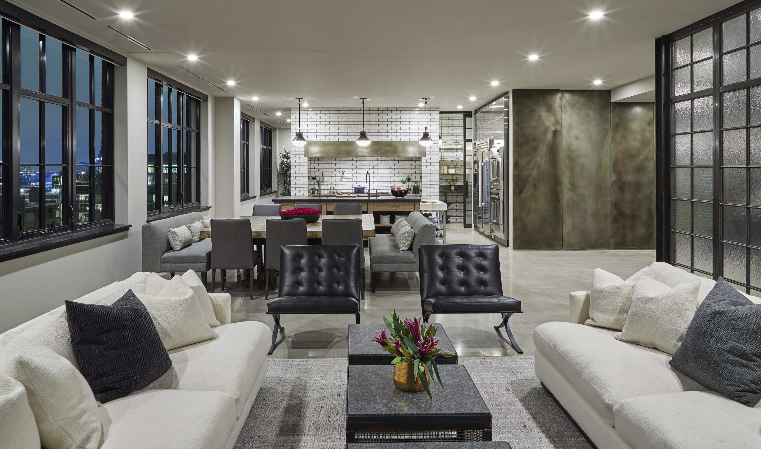 view of wine room and bar at night