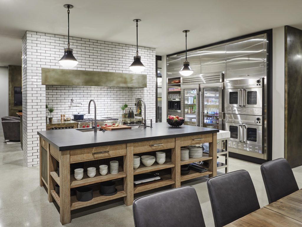 Buffet serving from kitchen island