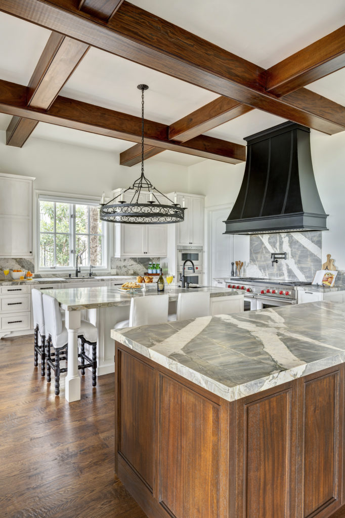 mahogany cabinetry on buffet island