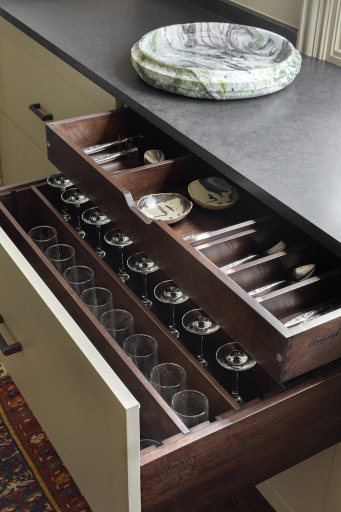 open kitchen cabinetry drawer