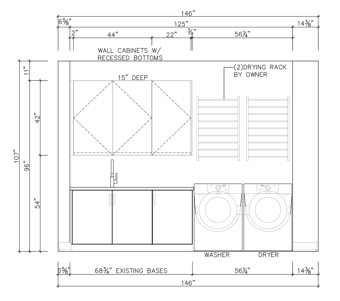 CADD drawing of laundry space