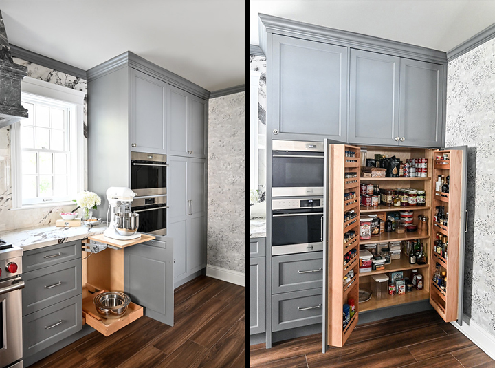 Built in kitchen storage and pantry