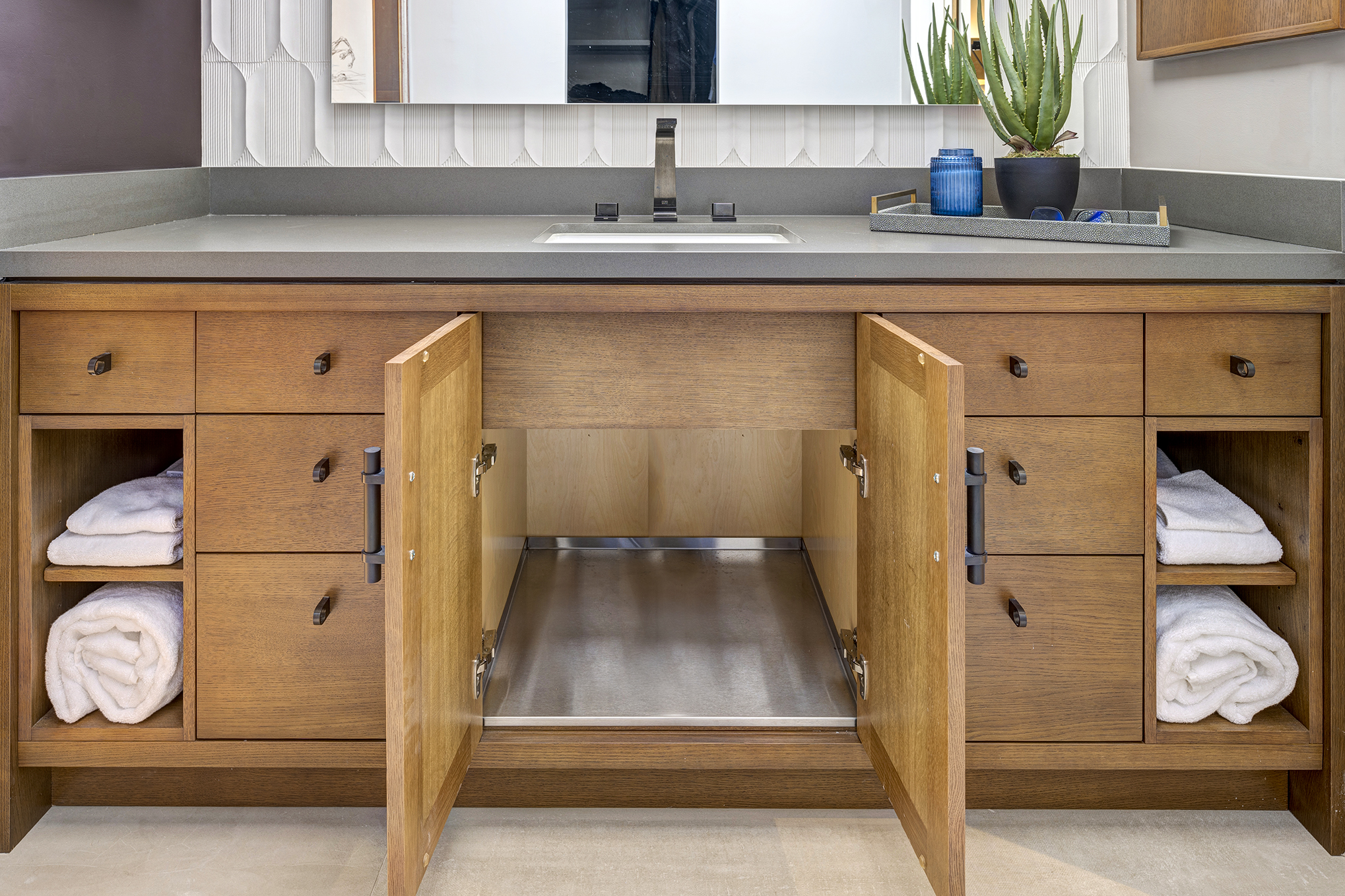 bathroom cabinetry open