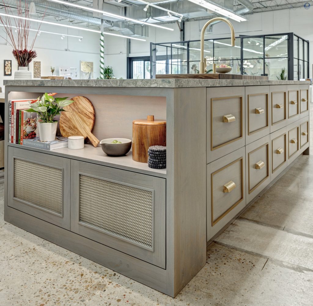 kitchen island with built in drawers