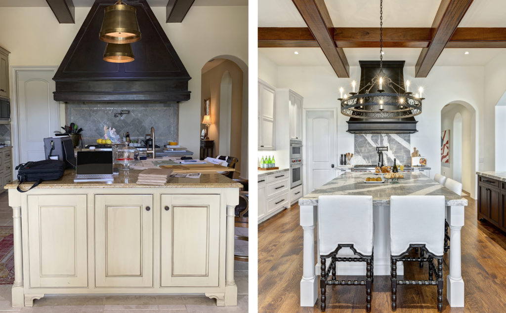 before and after photos of kitchen island