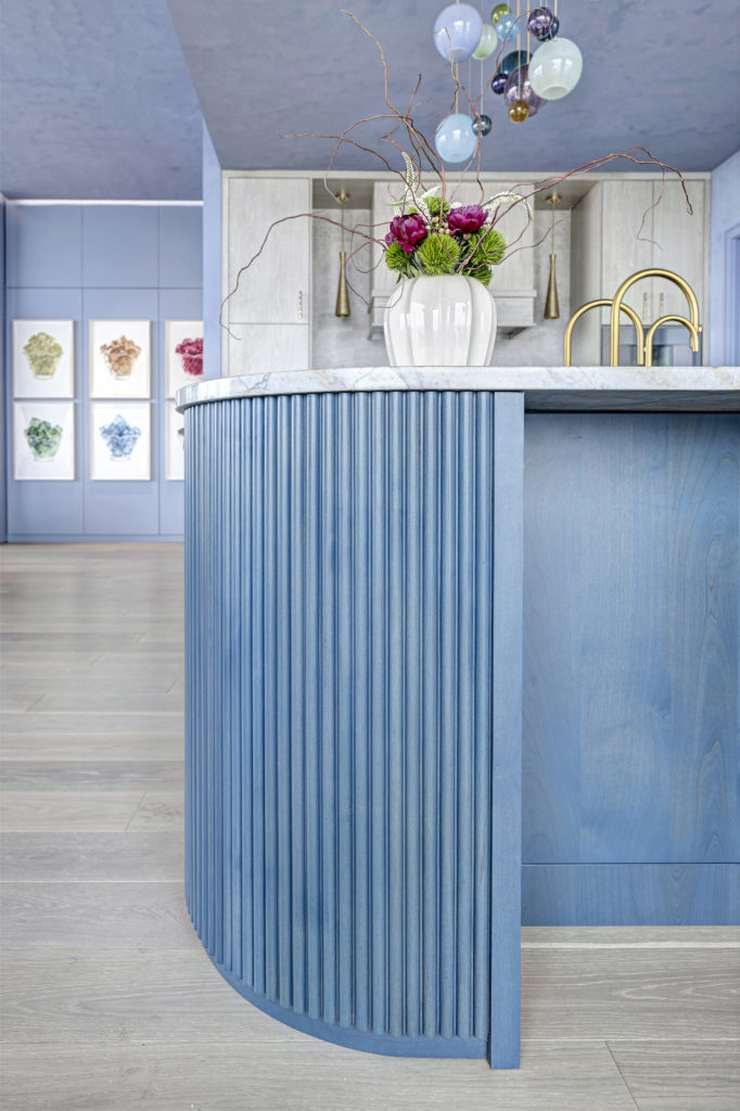 Bold choices in color and texture for a kitchen island