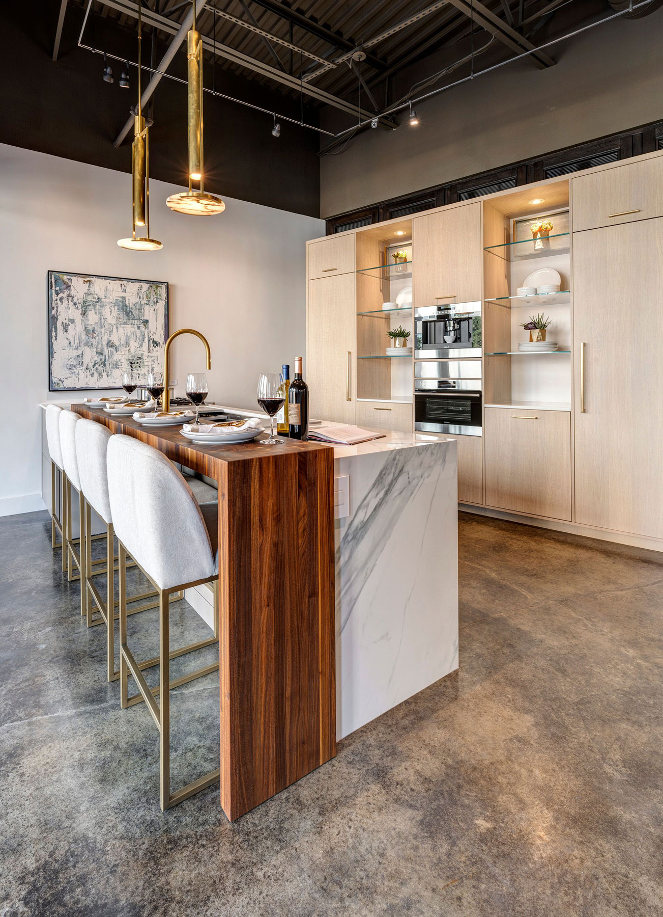 download (1) Kitchen island that combines Dekton with a Grothouse Walnut end grain butcher block accent top.