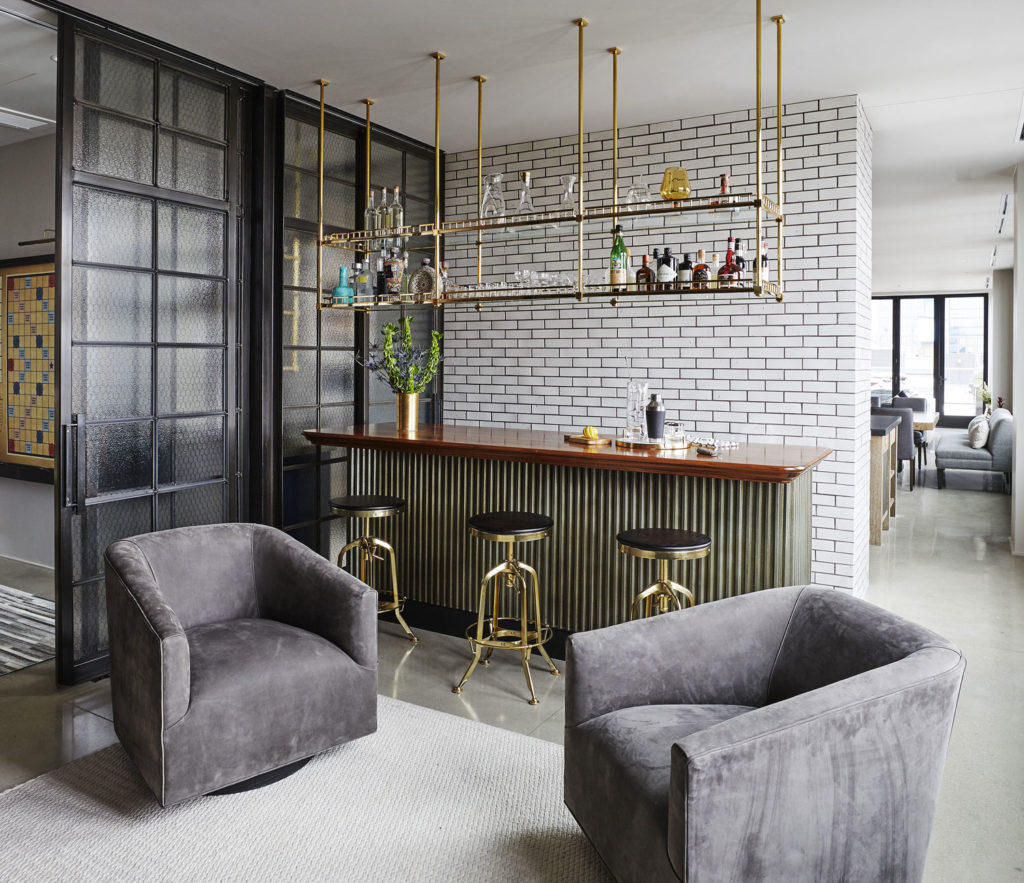 wine-bar-Shot_12_19 The pleated zinc wrapped bar with gorgeous walnut countertop