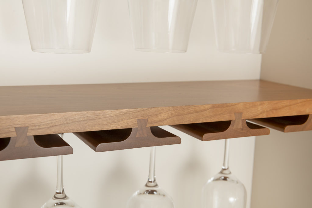 DLP_4434 Custom dovetailed joinery for wine glass storage